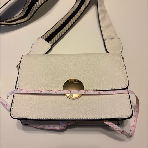 White Crossbody Bag with Gold Accent - Picture 4 of 6